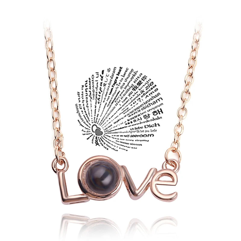 Projection Necklace 100 Languages I Love You Necklaces